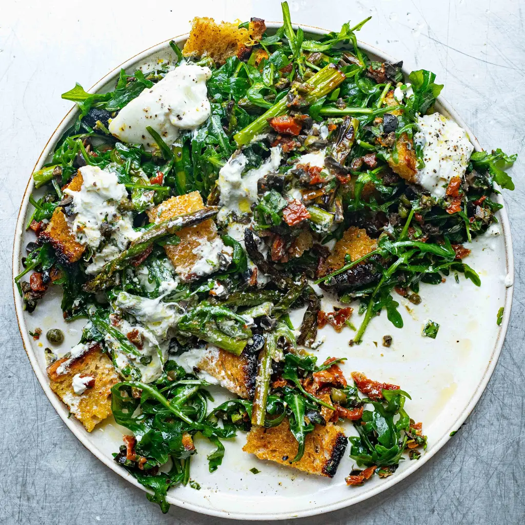 Asparagus, Burrata & Basil Salad