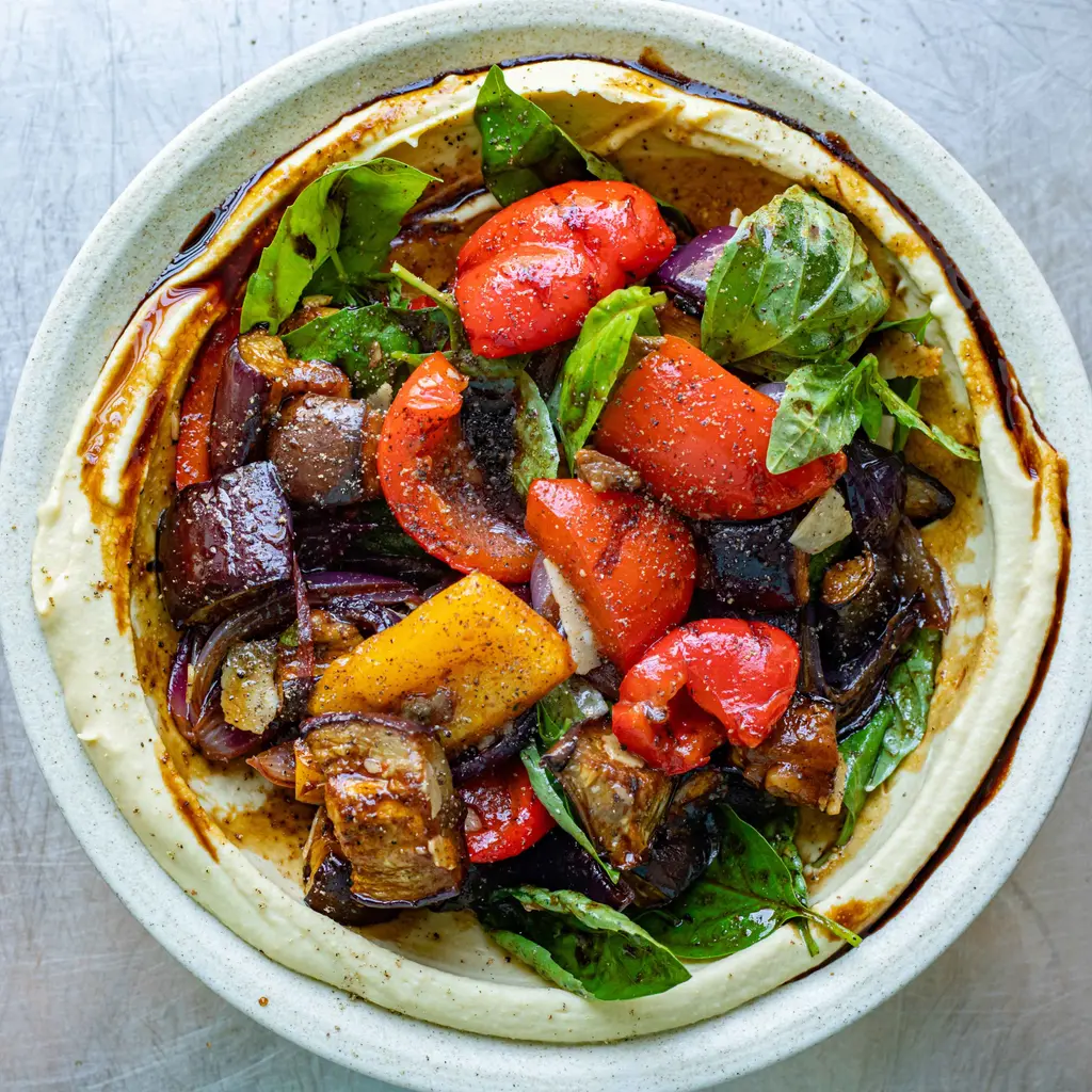 Balsamic Veggies & Hummus Bowls