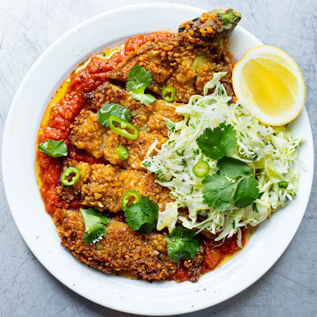 Bombay Mix Aubergine Nuggets with Tikka Chickpeas
