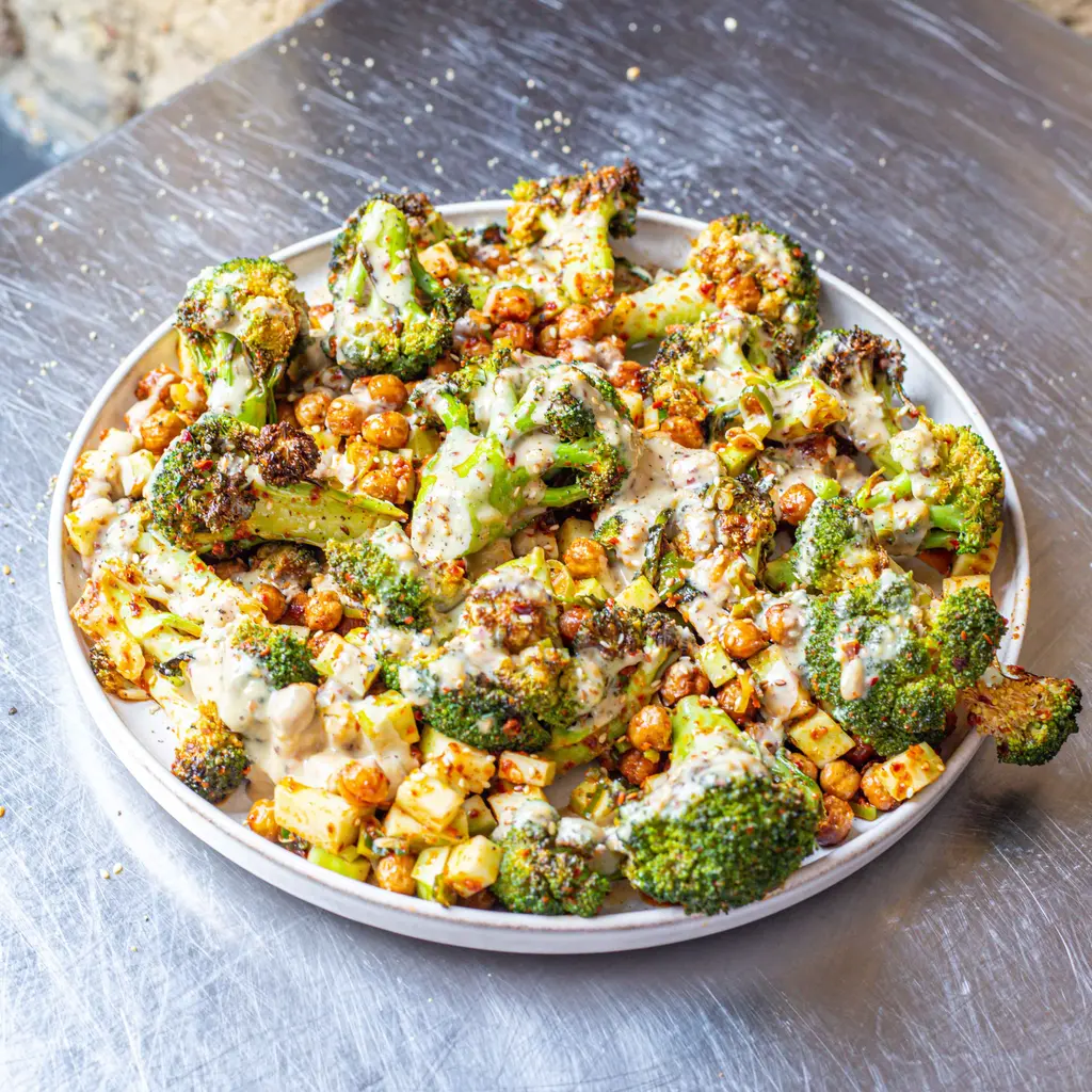 Charred Broccoli & Crispy Chickpea Salad