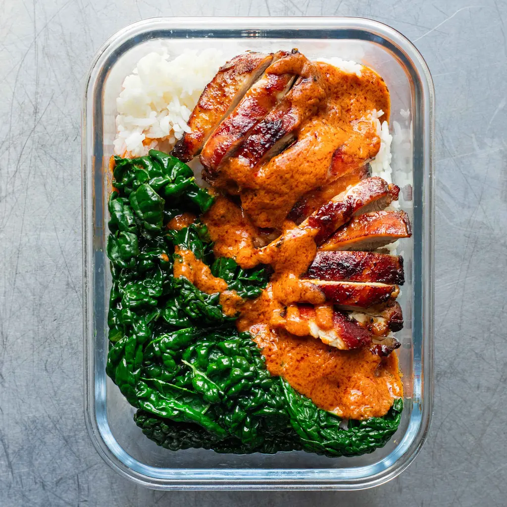 Chicken & Rice with Peanut Curry Sauce