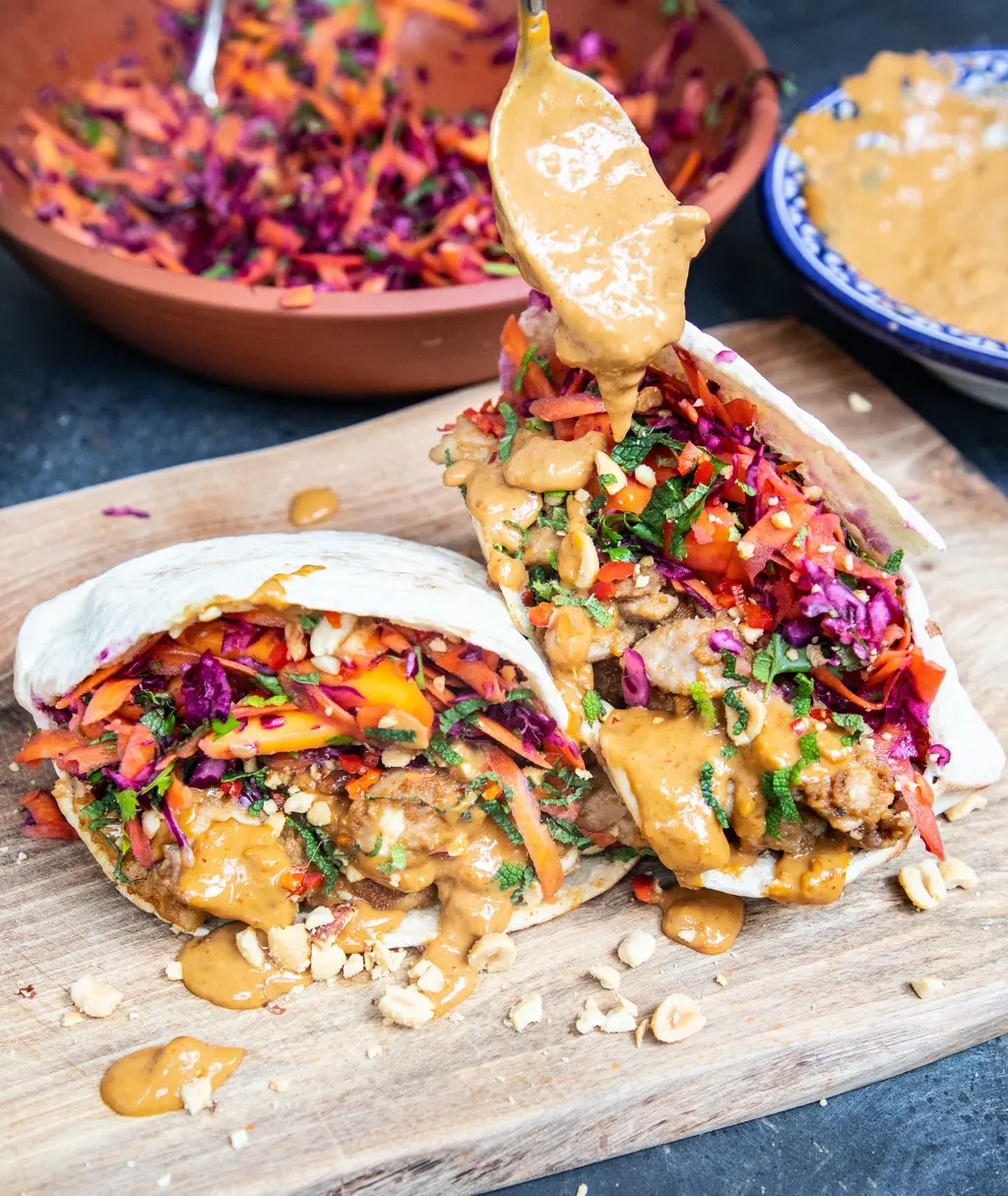 Chicken Satay Pittas