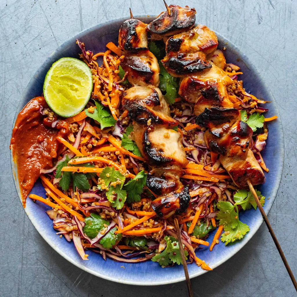 Chicken Satay & Rainbow Quinoa Slaw