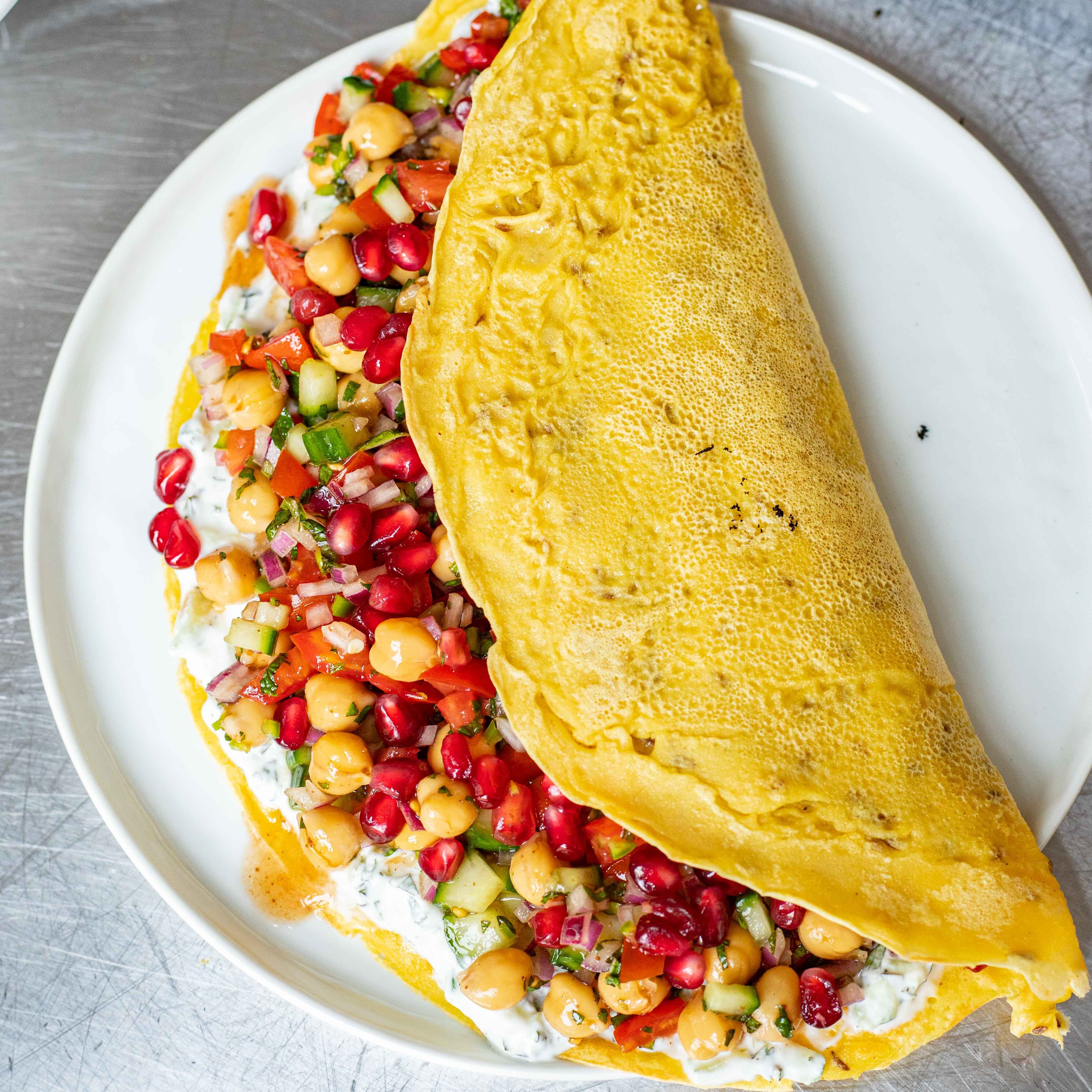 Chickpea Pancakes with Tamarind Salad