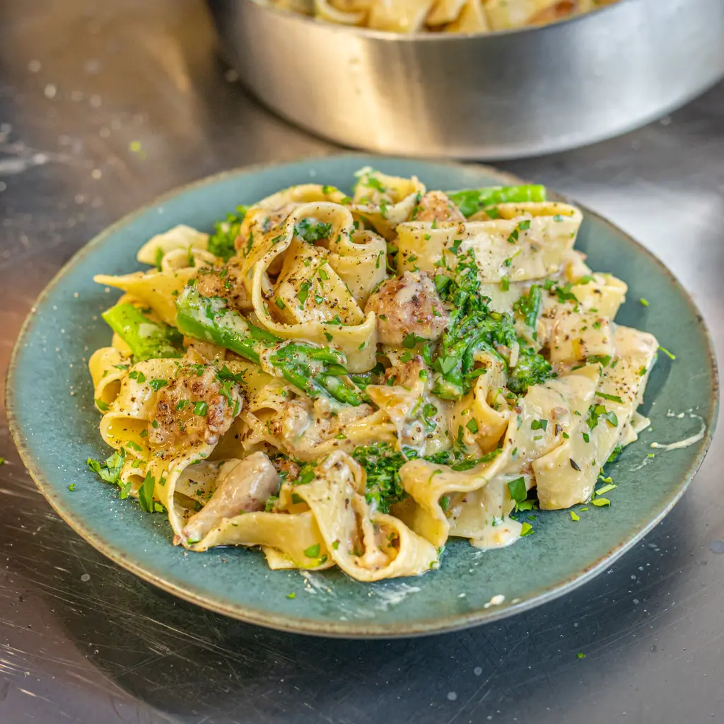 Creamy Quorn Sausage and Broccoli Pasta