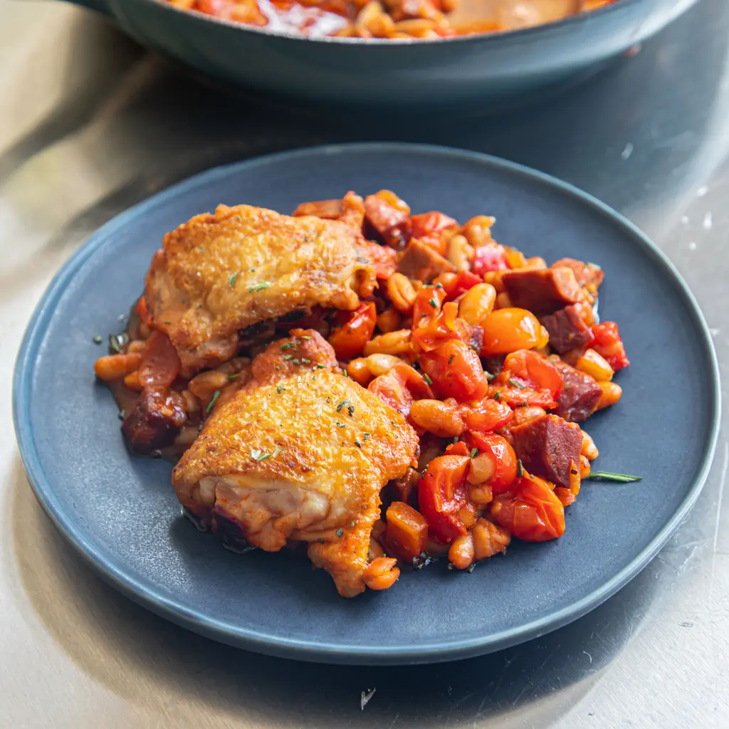 Chicken with Chorizo Beans