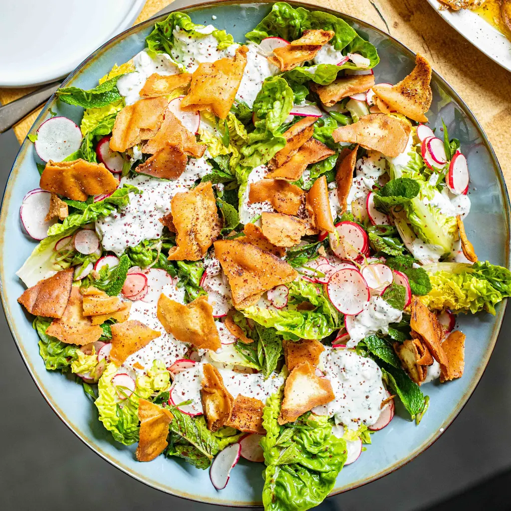 Fattoush With Creamy Preserved Lemon Dressing