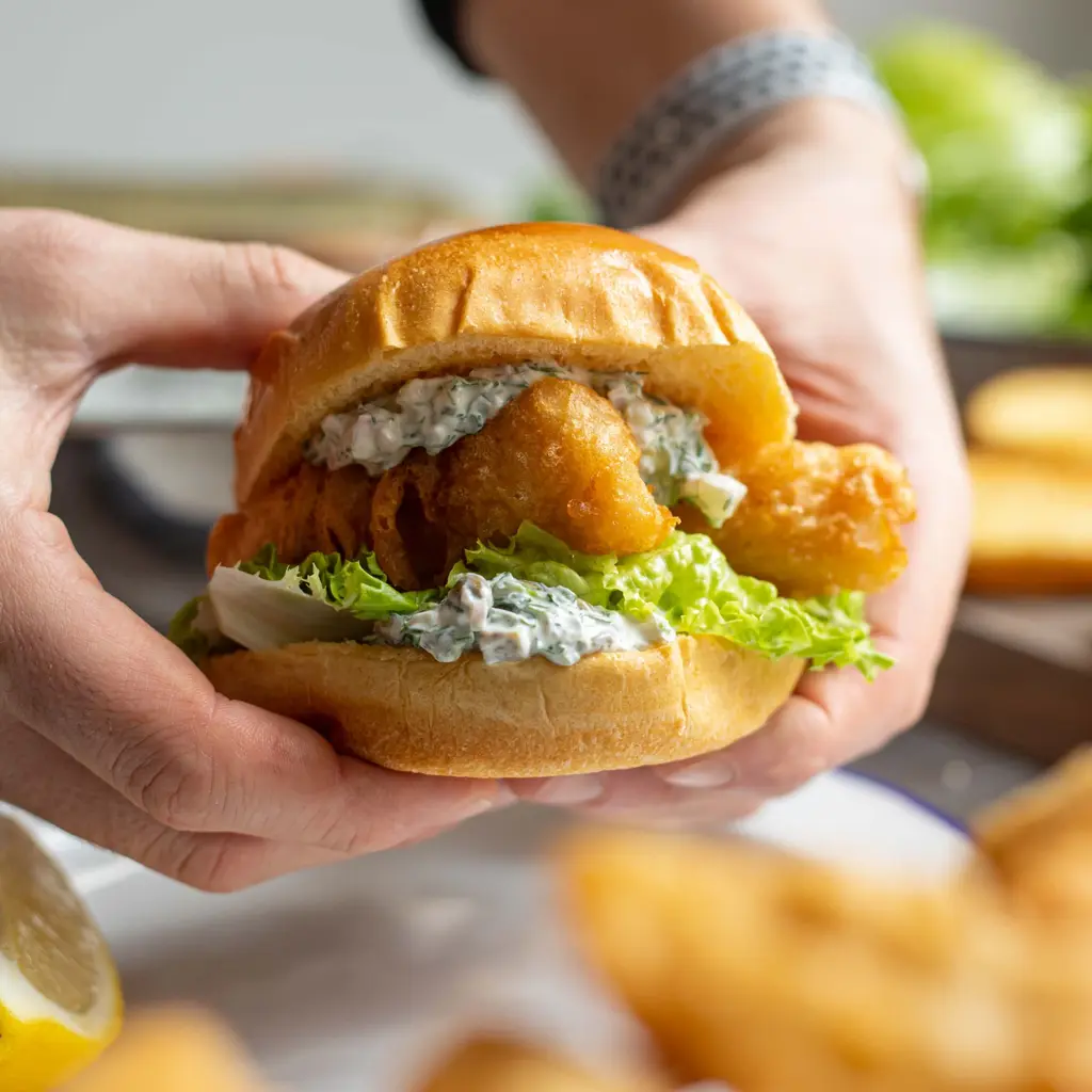 Fish Finger Sandwich With Labneh Tartar