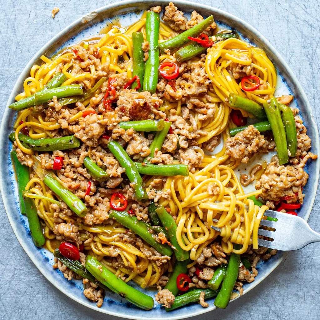 Fried Chilli Pork and Green Beans