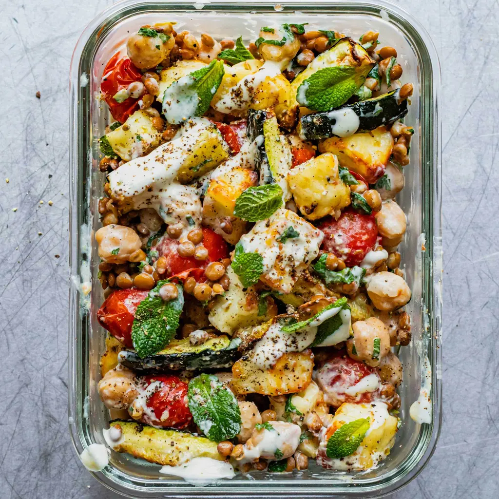 Greek Halloumi & Lentil Bowl