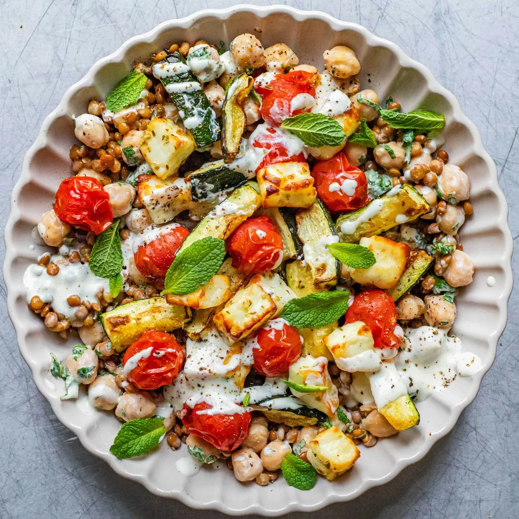 Greek Halloumi & Lentil Bowl