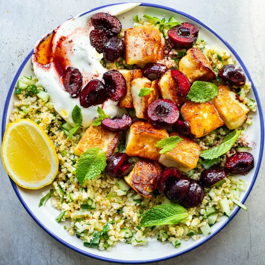 Herby Grilled Halloumi with Cherry Salsa
