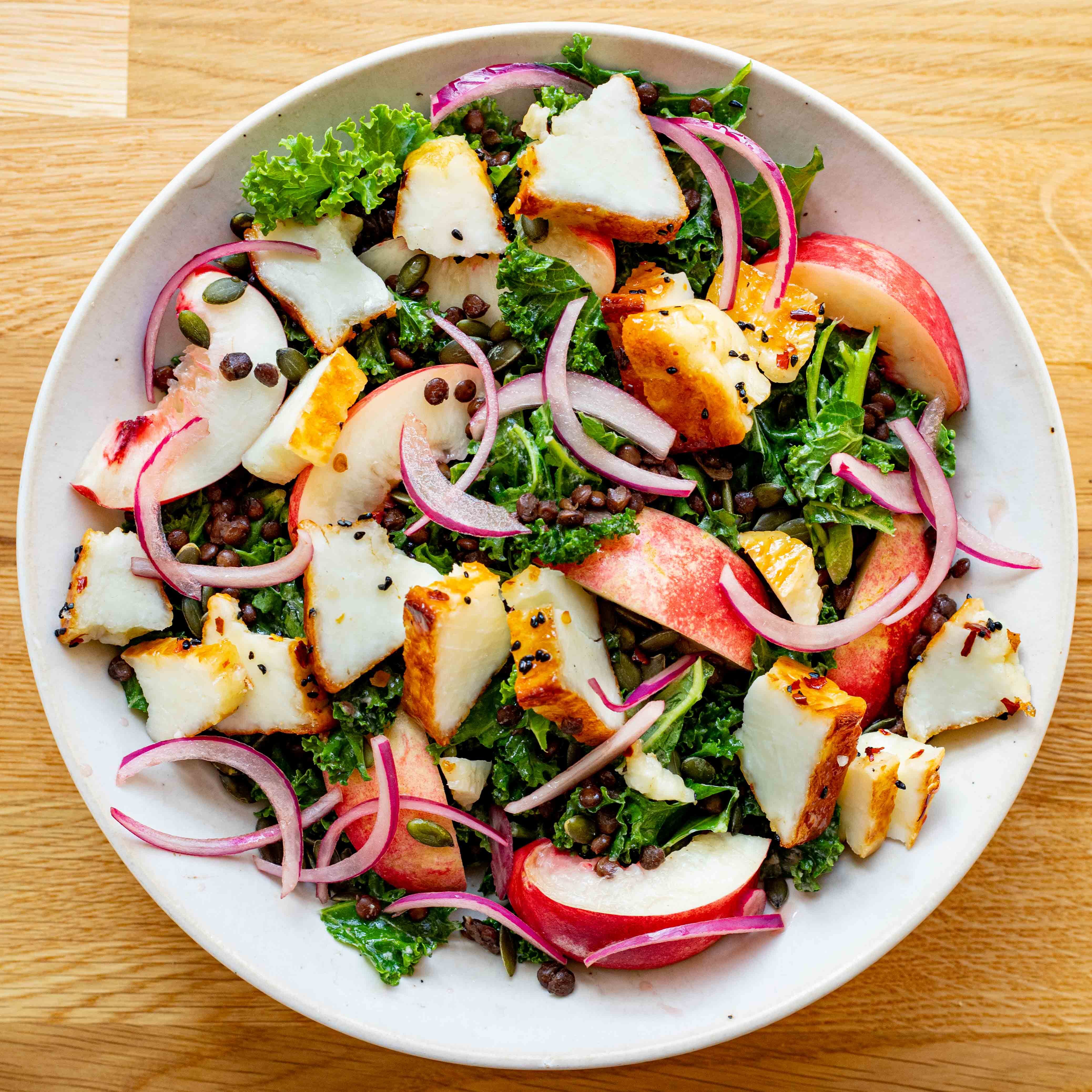 Hot Honey Halloumi with Lentils & Nectarines