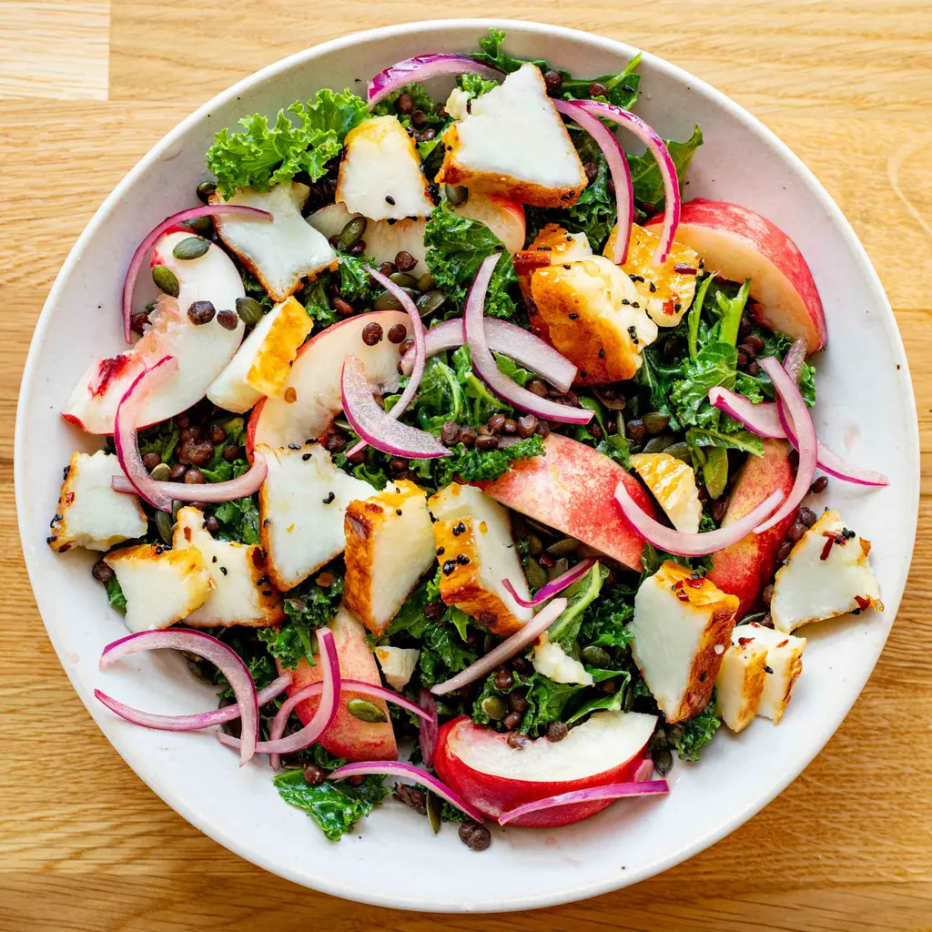Hot Honey Halloumi with Lentils & Nectarines
