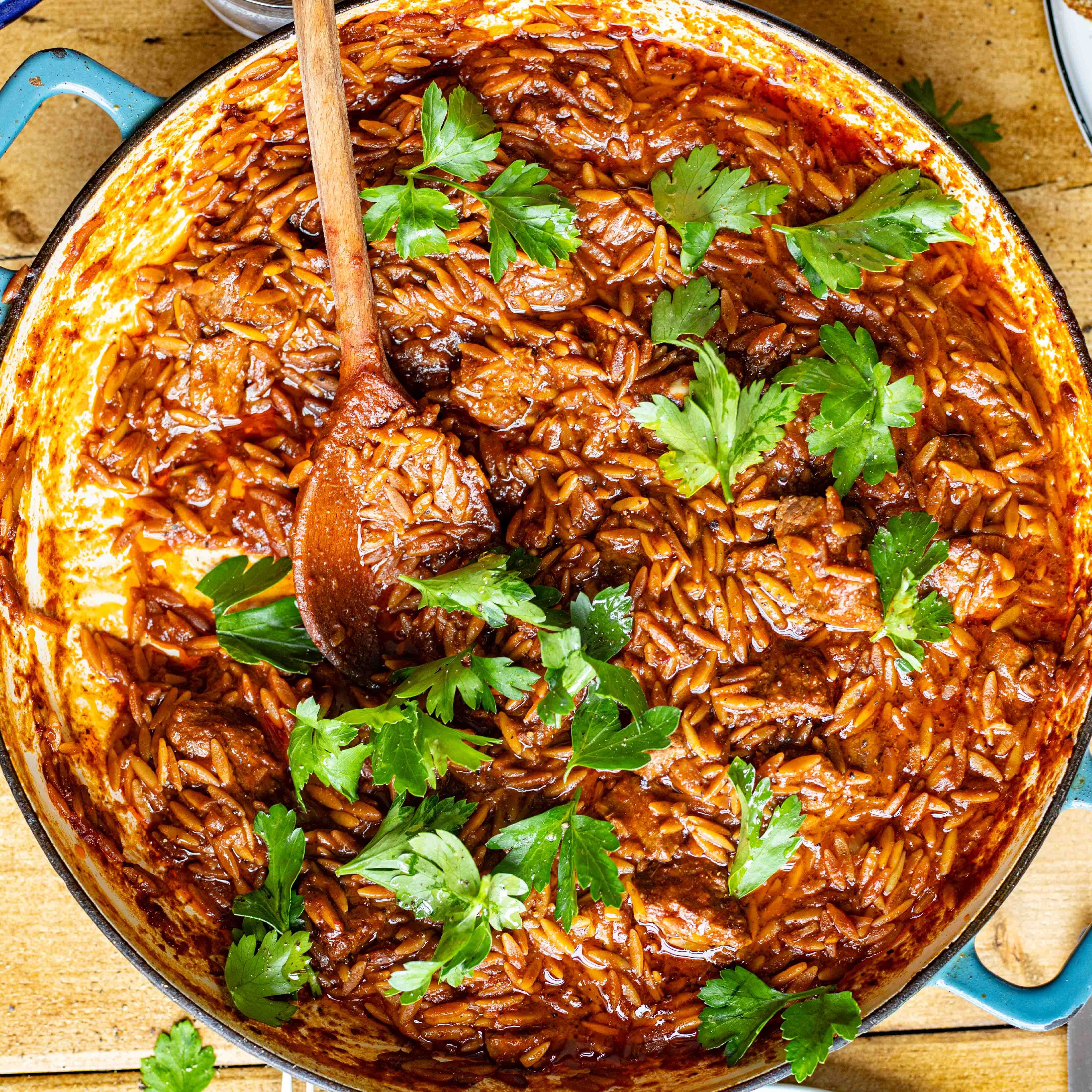 Lesan El Asfour (Egyptian Beef & Orzo)