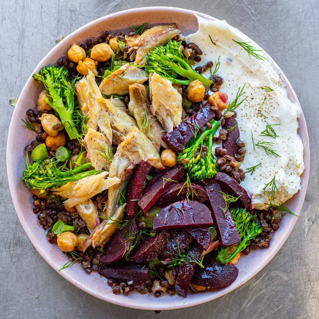 Mackerel & Beetroot Lentil Bowl
