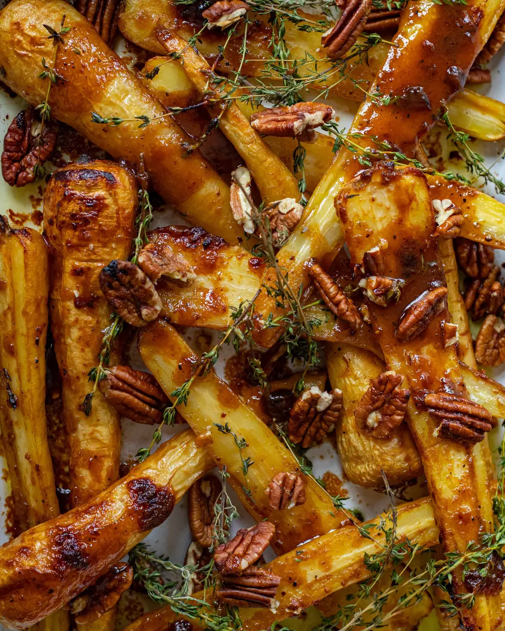 Miso, Pecan & Maple Roasted Parsnips