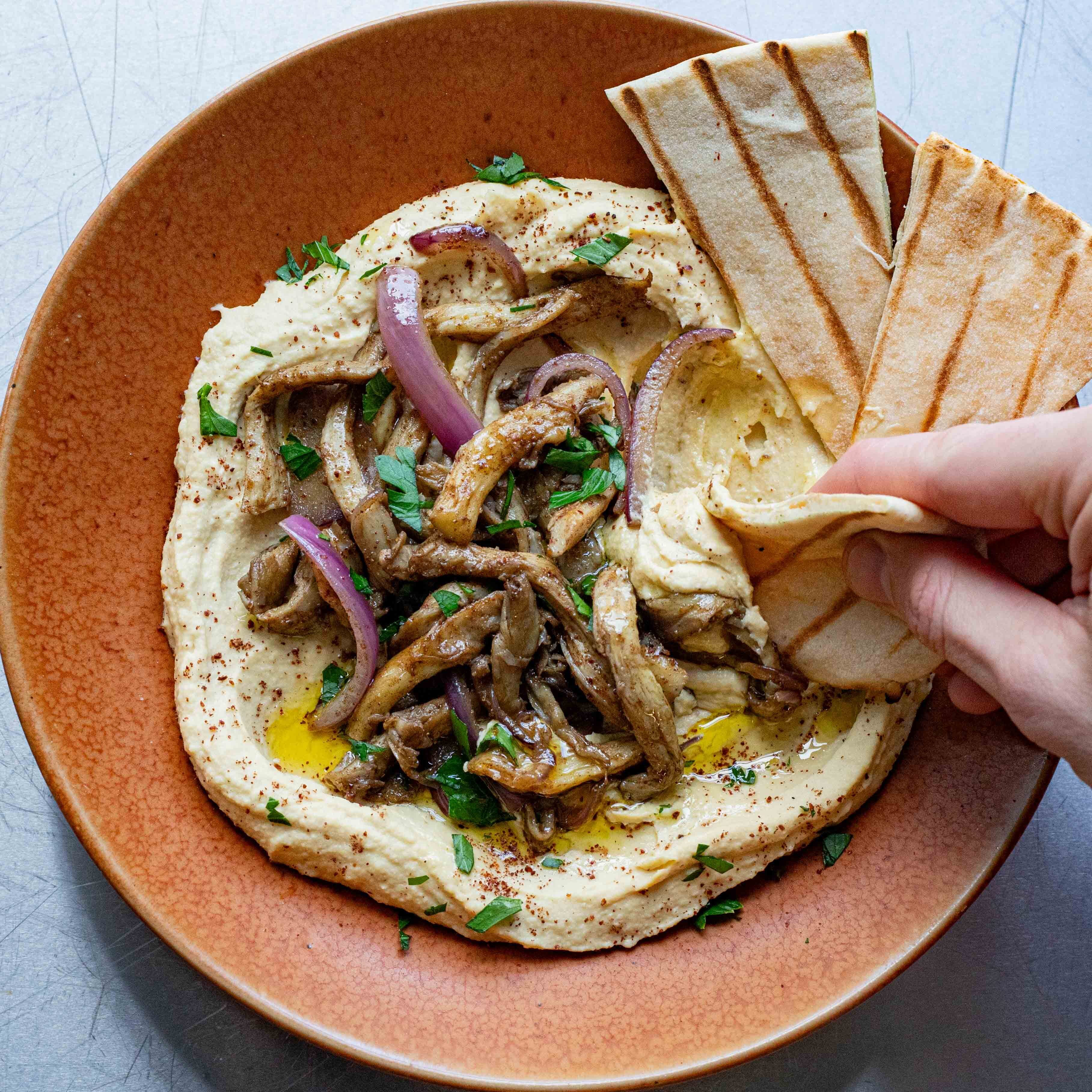 Mushroom Shawarma & Chickpea Hummus