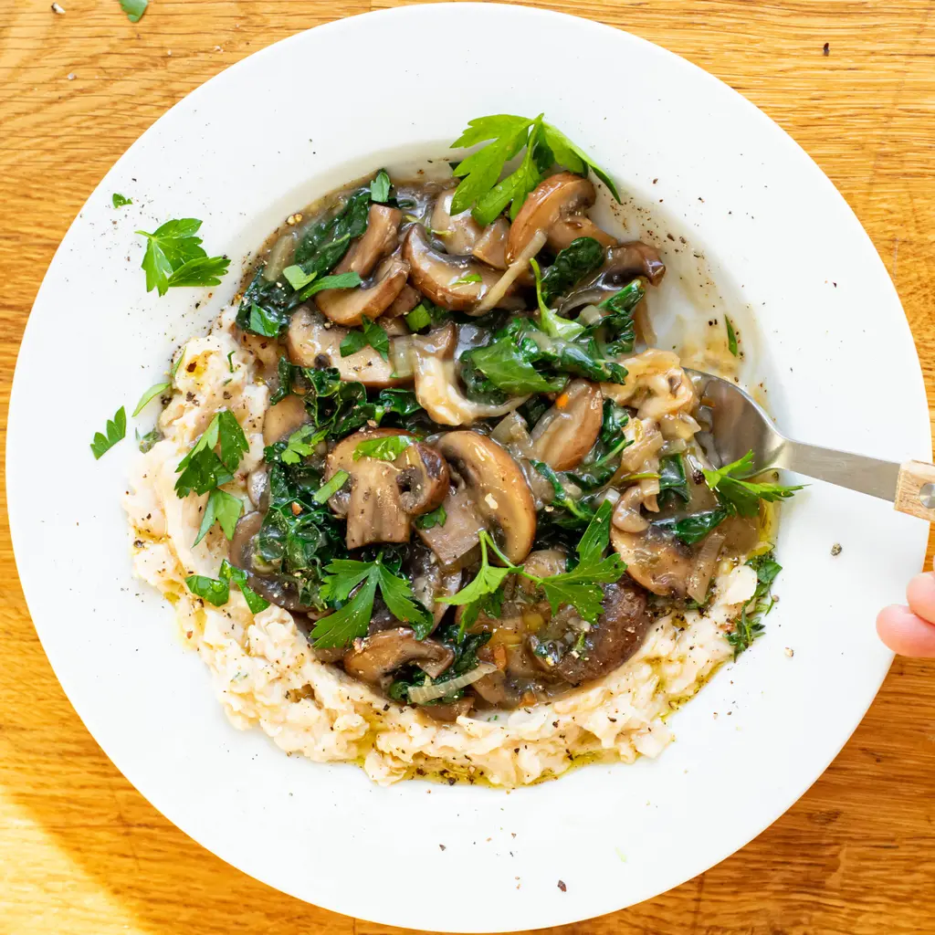 Mushroom Stew with Cannellini Bean Mash