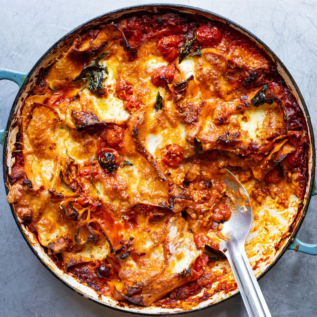 One-Pan Sausage and Roasted Pepper Lasagne