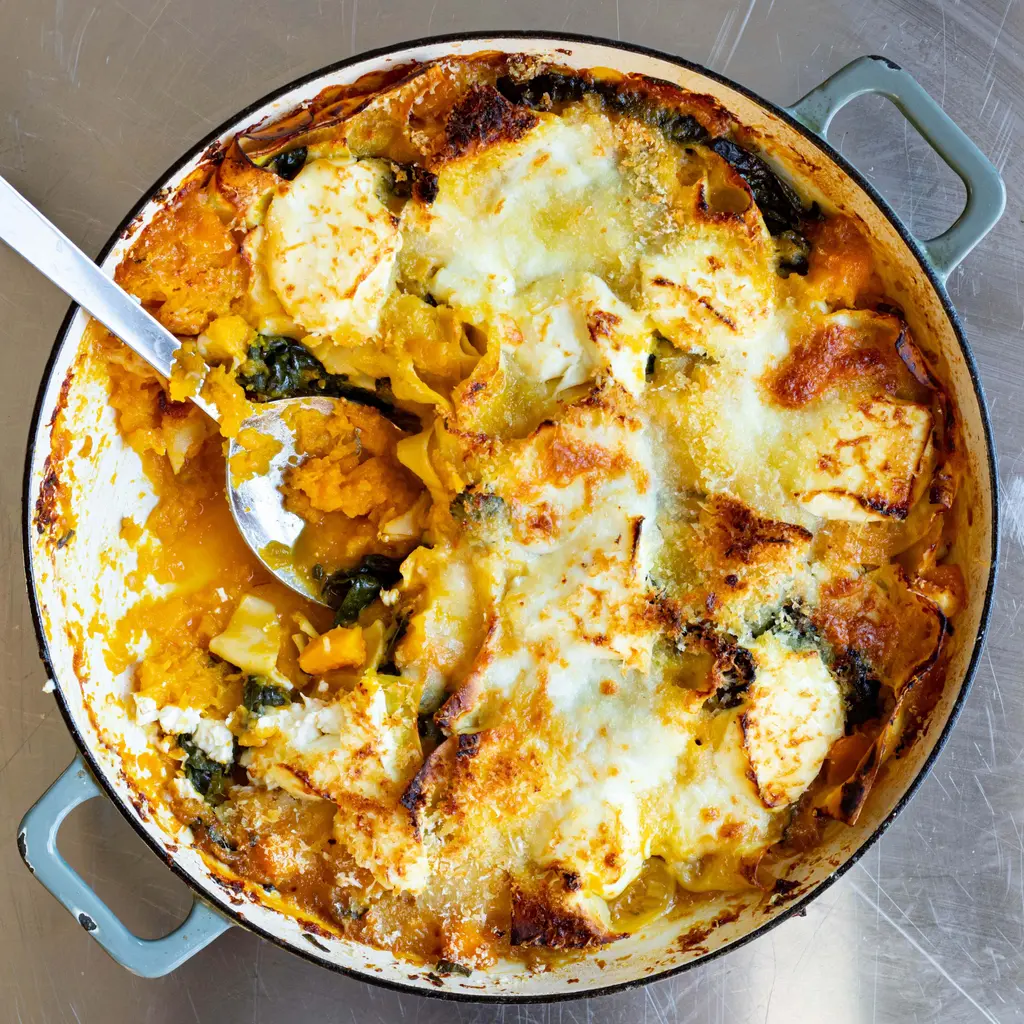 One-Pot Squash, Mascarpone & Greens Lasagne