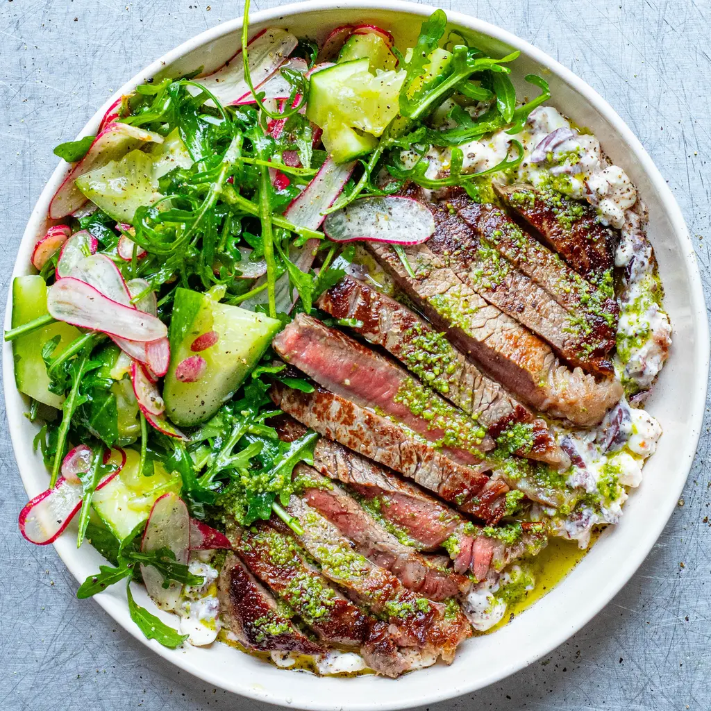 Pesto Steak & Cottage Cheese Bowl