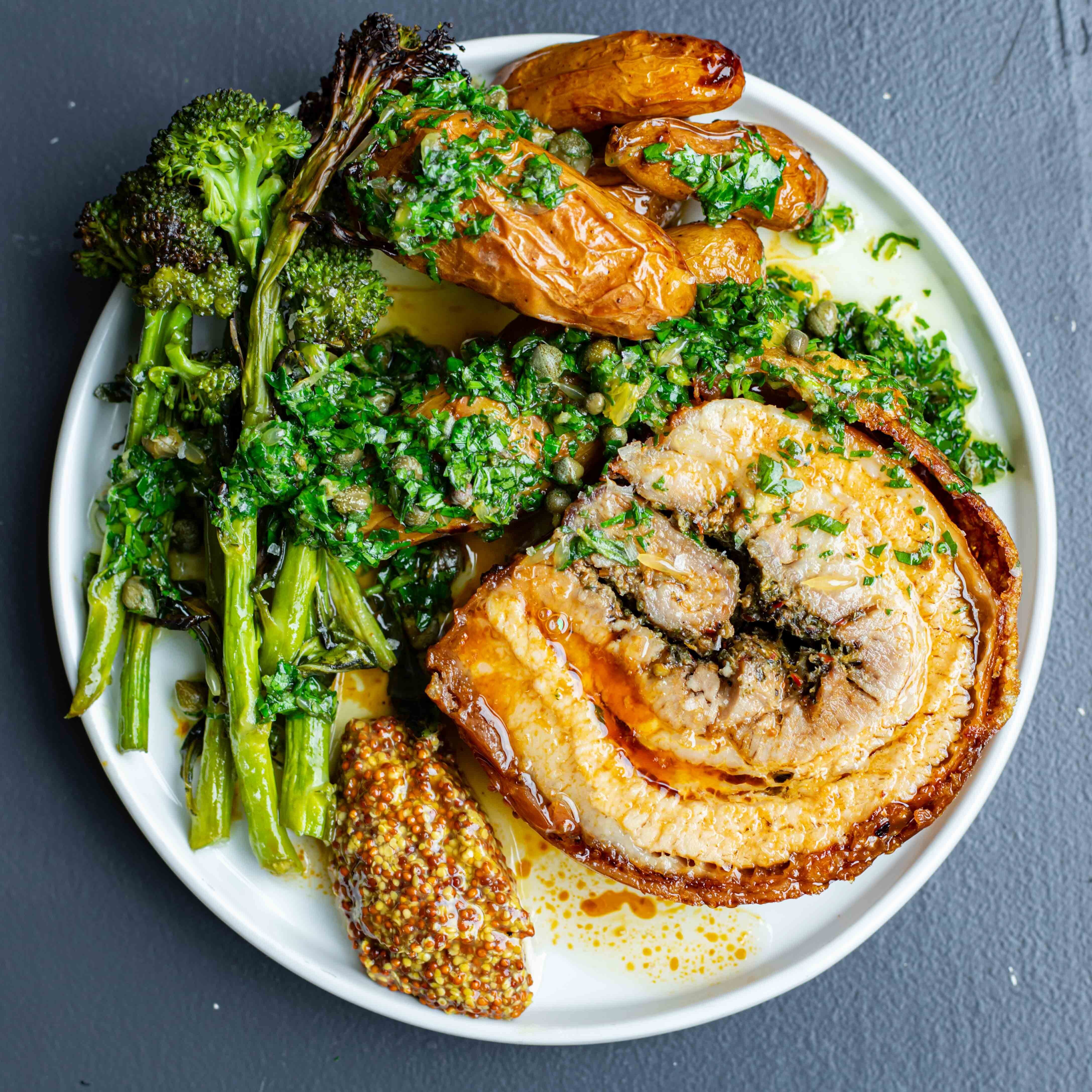 Citrus Stuffed Pork Belly Porchetta