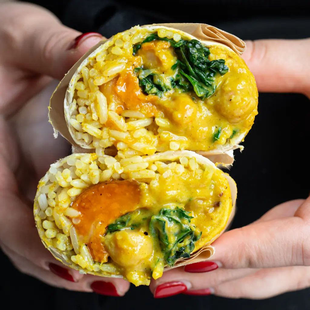 Roast Sweet Potato Wraps With Chickpea Katsu Sauce