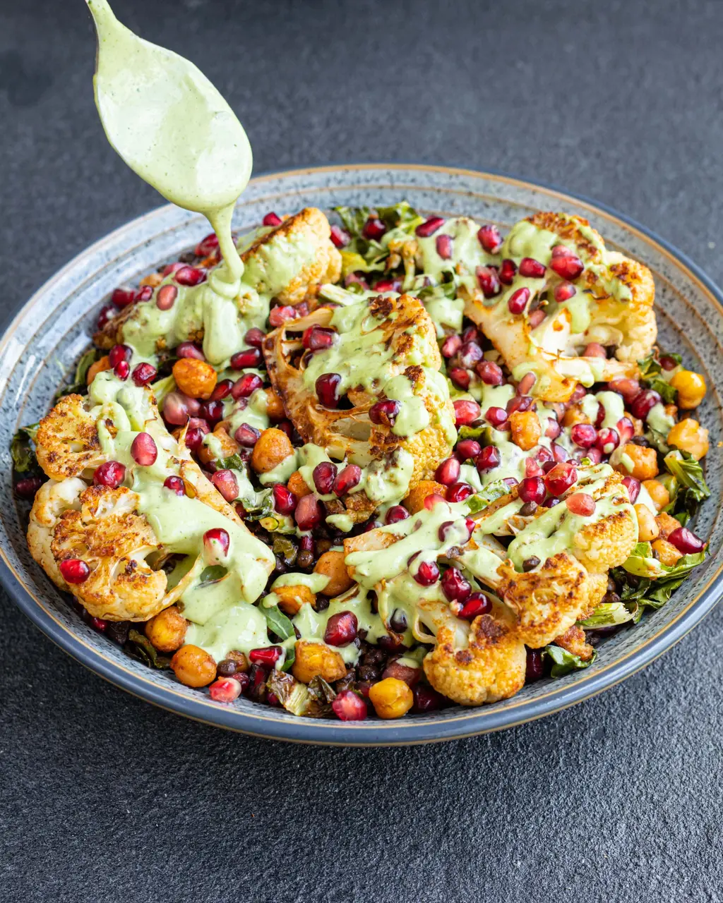 Roasted Cauliflower and Green Tahini Salad