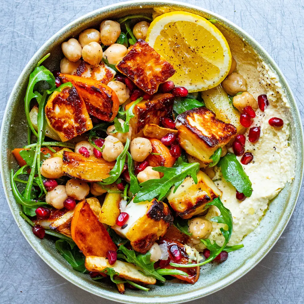 Honey-Glazed Roots & Halloumi Salad