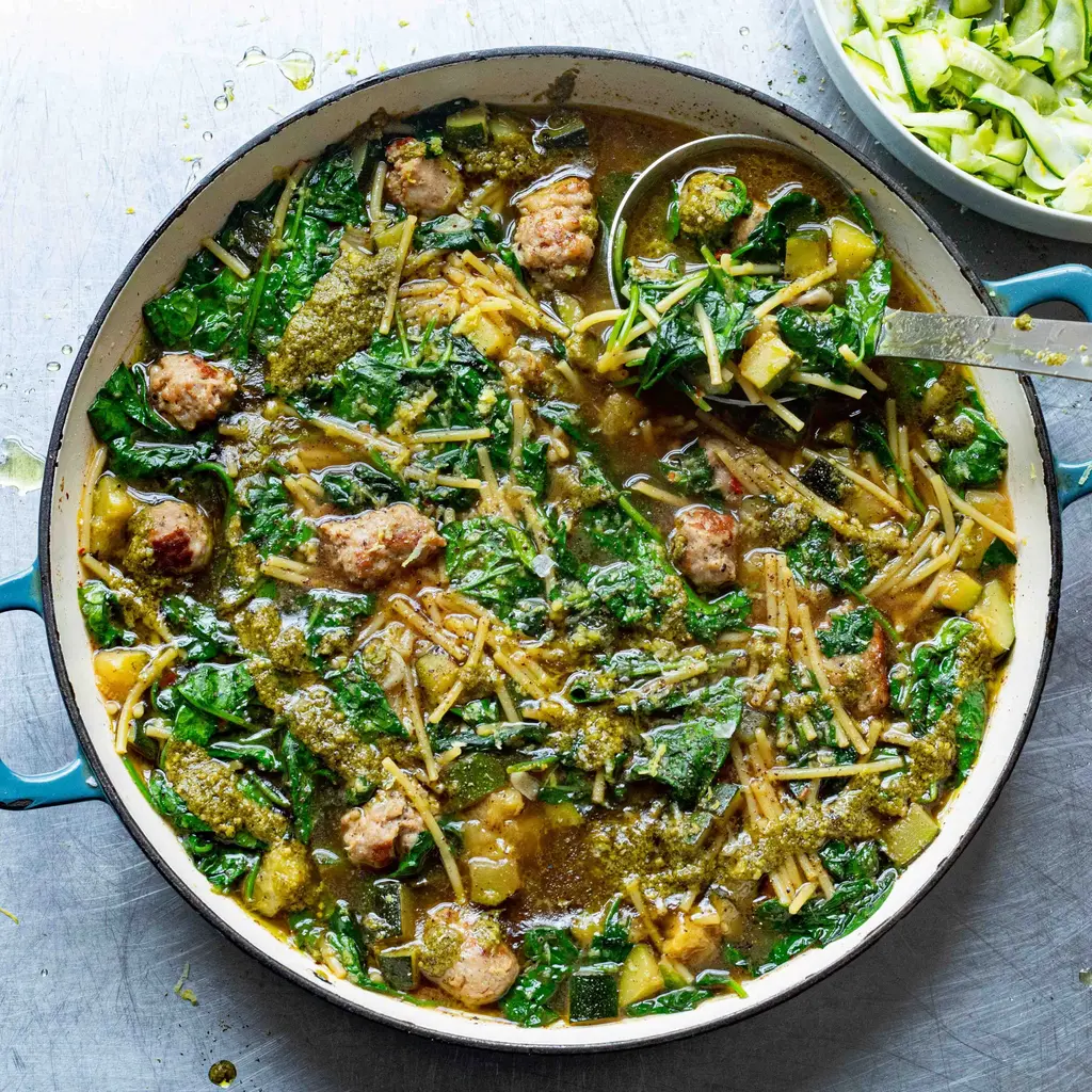 Sausage, Spinach & Spaghetti Minestrone