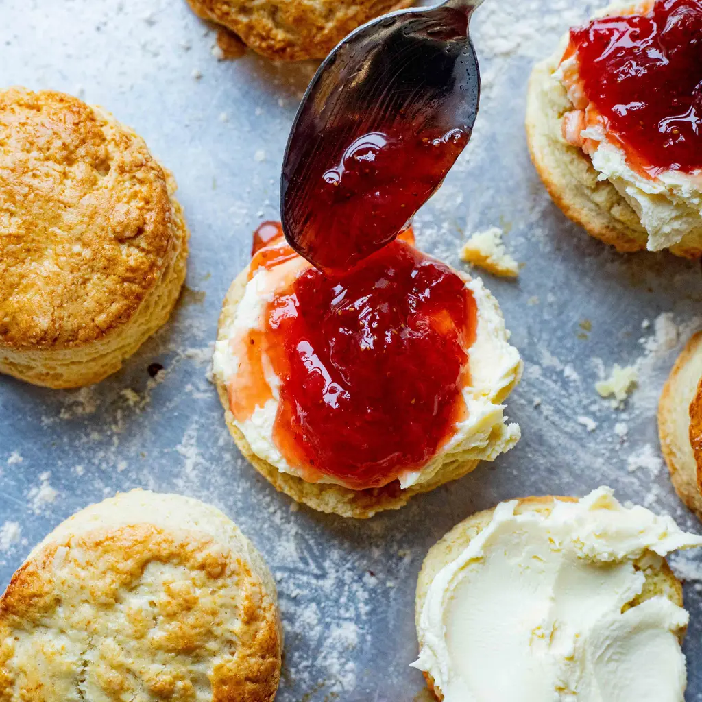 Scones with Homemade Roasted Strawberry Jam