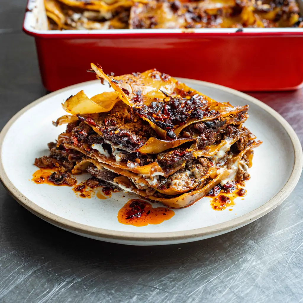 Sichuan Pepper & Cumin-Spiced Lamb & Mushroom Lasagne