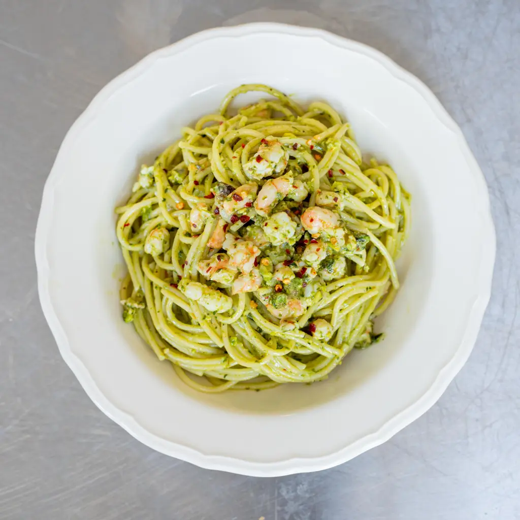 Spicy Prawn & Pistachio Spaghetti