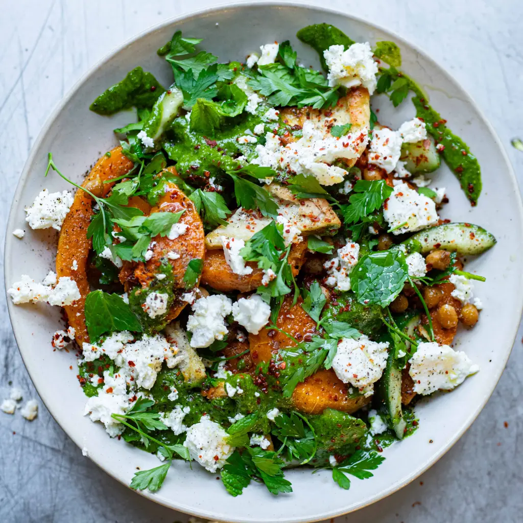 Squash & Chickpea Fattoush With Crispy Pitta Chips
