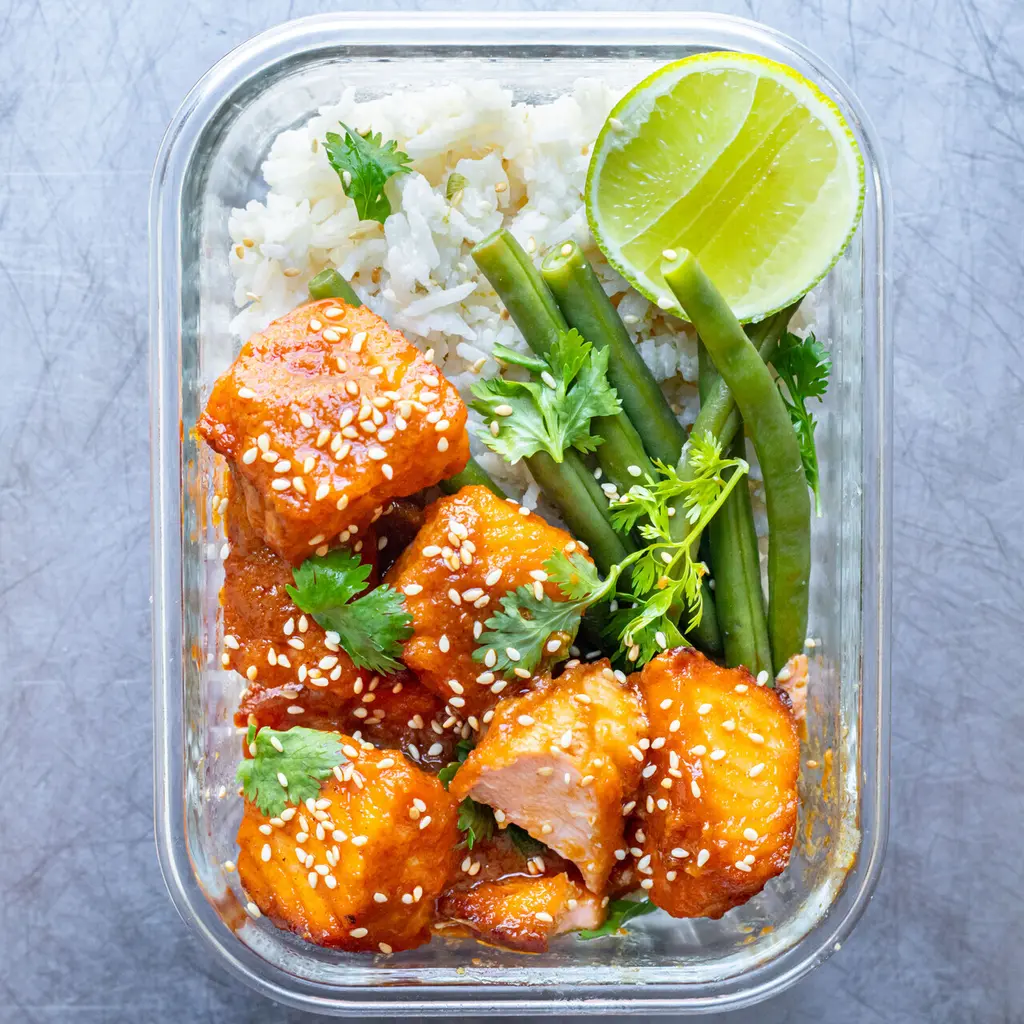Thai Red Curry Salmon with Lime & Coconut Rice