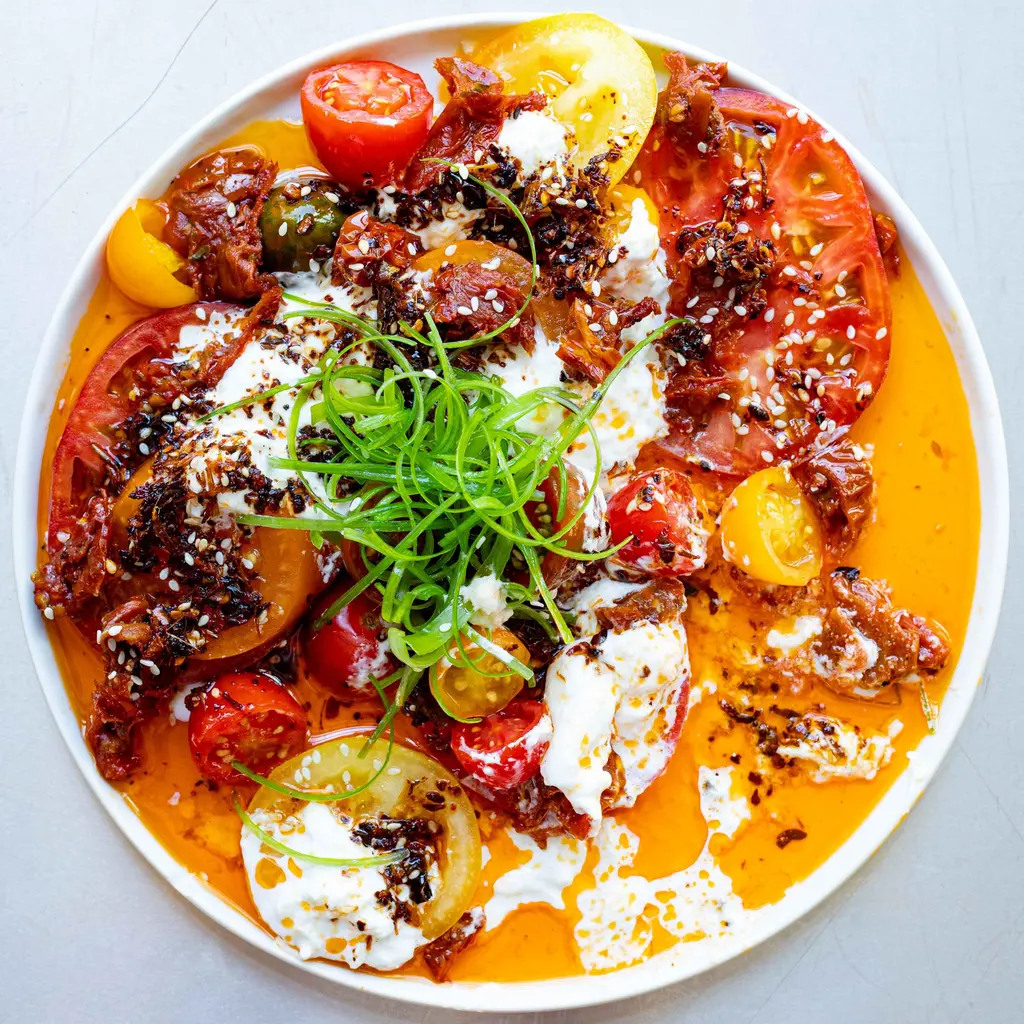 Triple Tomato Salad with Lemongrass & Sesame SatΓ©