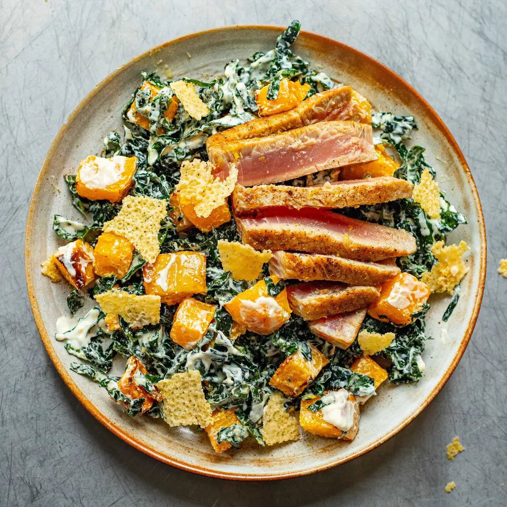 High Protein Tuna Caesar with Butternut Squash