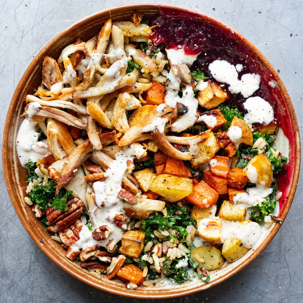 Warming Roast Turkey Bowl with Caesar Dressing